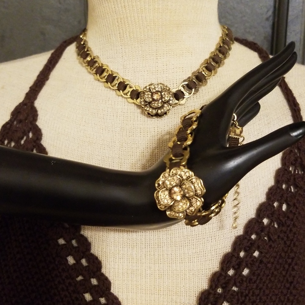 Rhinestone Flower Jewelry Set - Picture 1 of 8